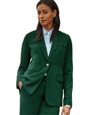 J. Jill Crepe Blazer Boxwood Forest Green Fully Lined Size M
